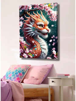 Картина "Снежный котенок", на стену 50х70см 1шт.