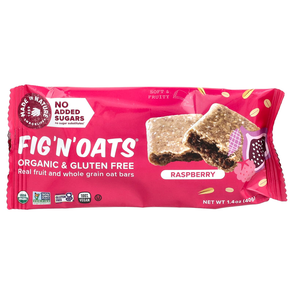 Made in Nature, Fig 'N' Oats®, малина, 5 батончиков в индивидуальной упаковке, 40 г (1,4 унции) каждый