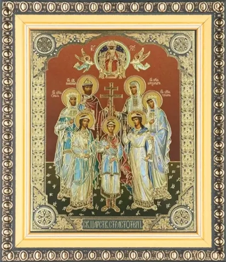 Икона "Царская семья Романовых" 10х12 в раме 13х15