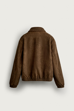 ZARA КУРТКА С ЭФФЕКТОМ ПОТЕРТОСТИ И ПОД ЗАМШУ, КОРИЧНЕВЫЙ