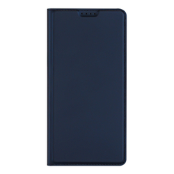 Чехол книжка из кожи синего цвета для смартфона Infinix Hot 70, серия Skin Pro Series от Dux Ducis