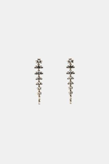 ZARA МЕТАЛЛИЧЕСКИЕ СЕРЬГИ СО СТРАЗАМИ, ЗОЛОТИСТЫЙ