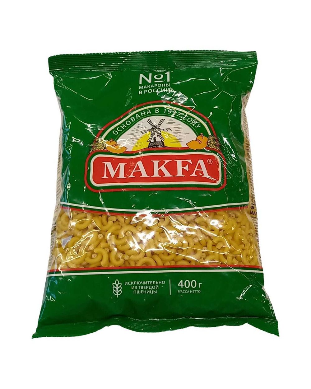 Макфа Рожки гладкие 400гр