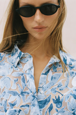 РУБАШКА С ЦВЕТОЧНЫМ ПРИНТОМ И КОМБИНИРОВАННОЙ ТКАНЬЮ — ZARA