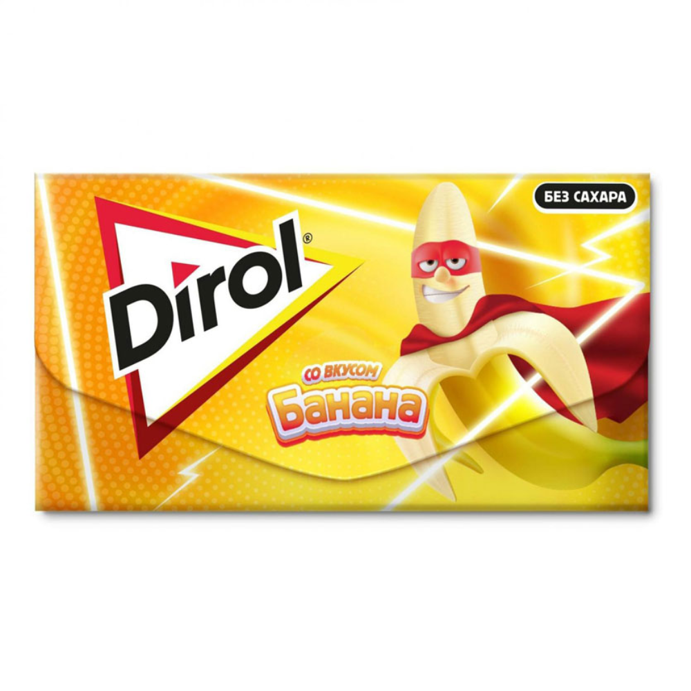 Жевательная резинка Dirol со вкусом банана без сахара 13,5гр