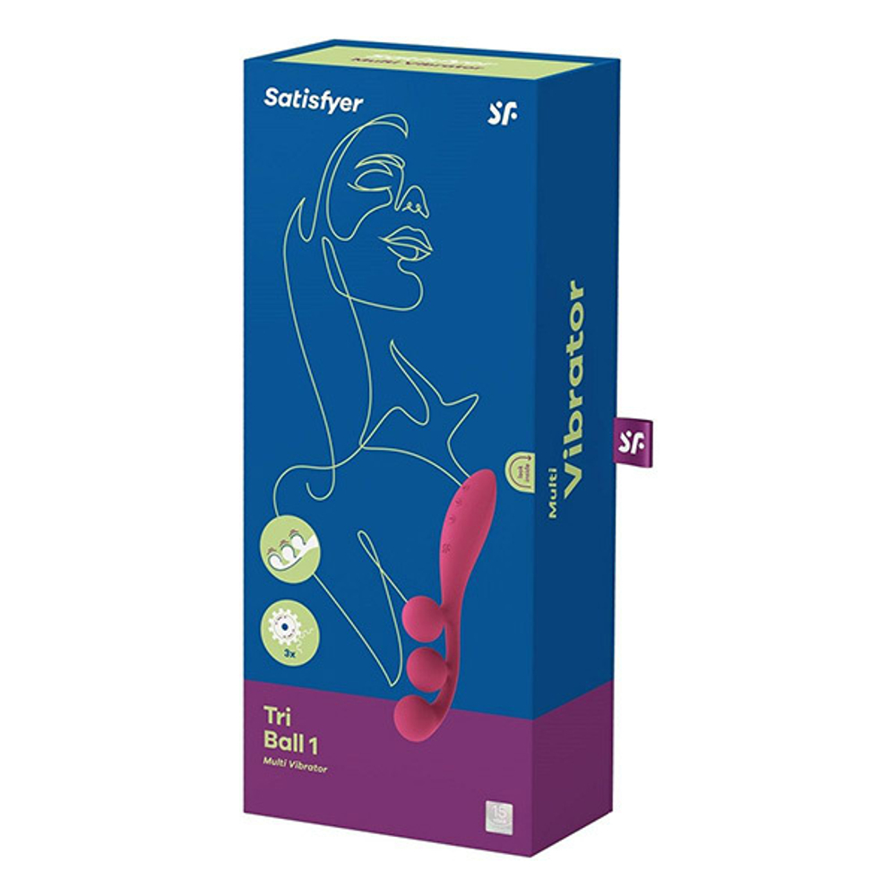 Розовый тройной вибромассажер 22,2см Satisfyer Tri Ball 1
