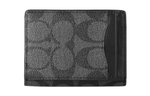 COACH Card Case Cow Leather Card Holder Small Women"s Black