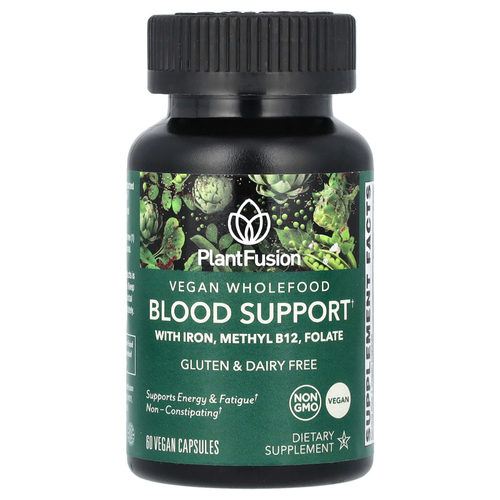 PlantFusion, Vegan Wholefood, поддержка крови, 60 веганских капсул