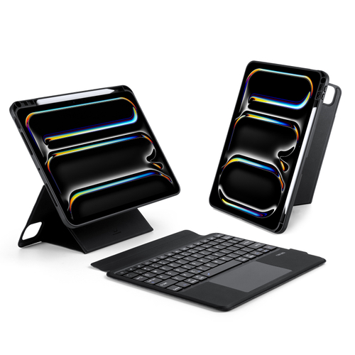 Чехол подставка с клавиатурой (RUS) от Dux Ducis для планшета iPad Pro 11 (2024-), серия DK Series Keyboard, русская клавиатура с подсветкой