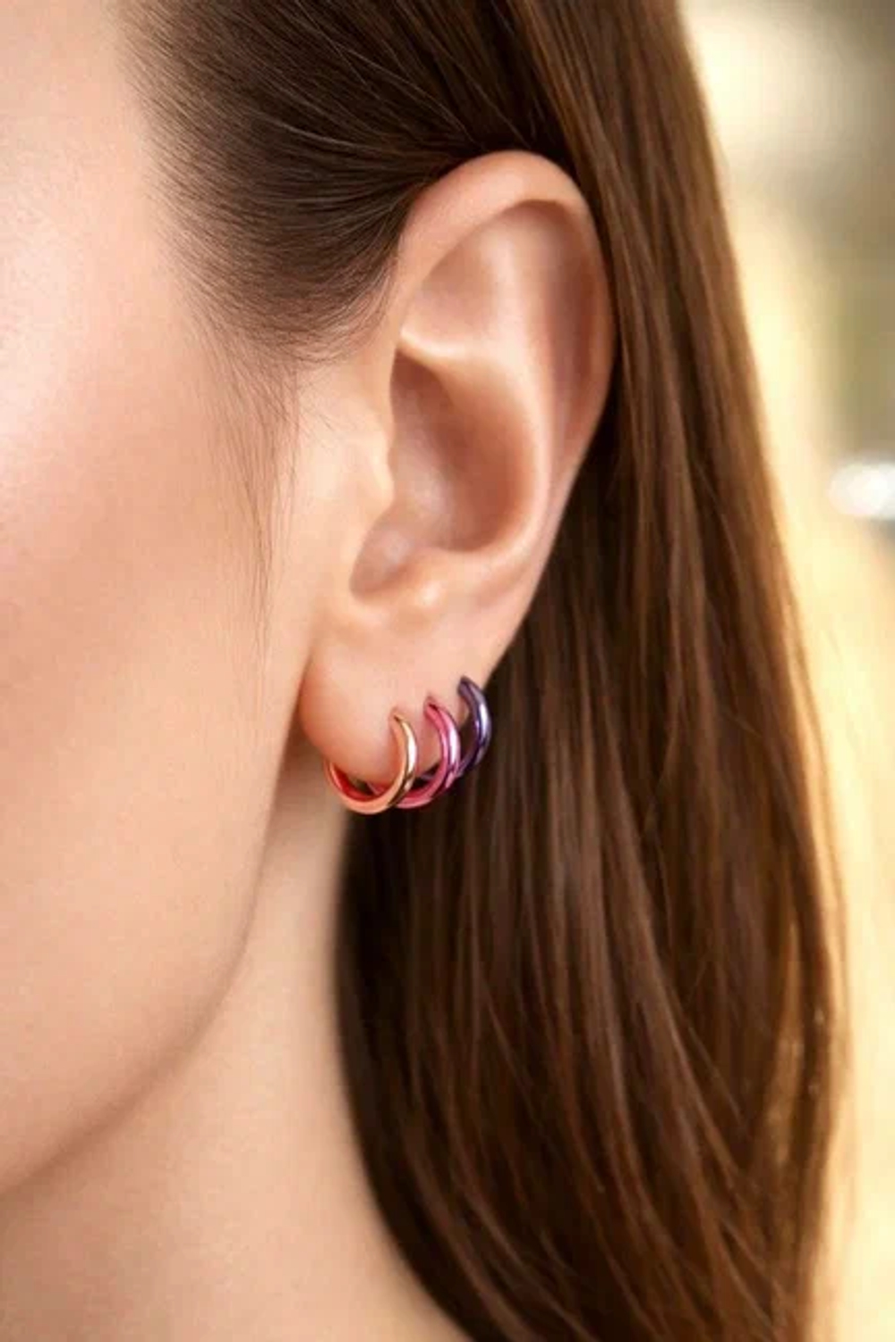 Серьги кольца 12 мм из серебра розовые