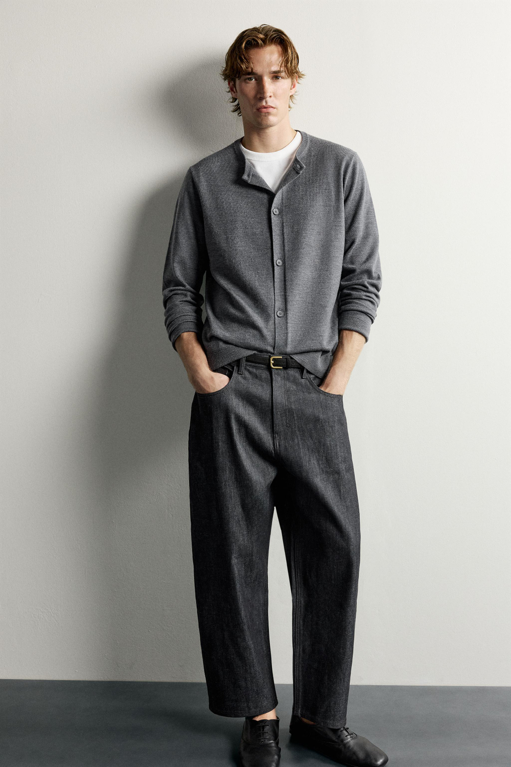 ДЖИНСЫ TAPERED WIDE FIT В ПОЛОСКУ — ZARA