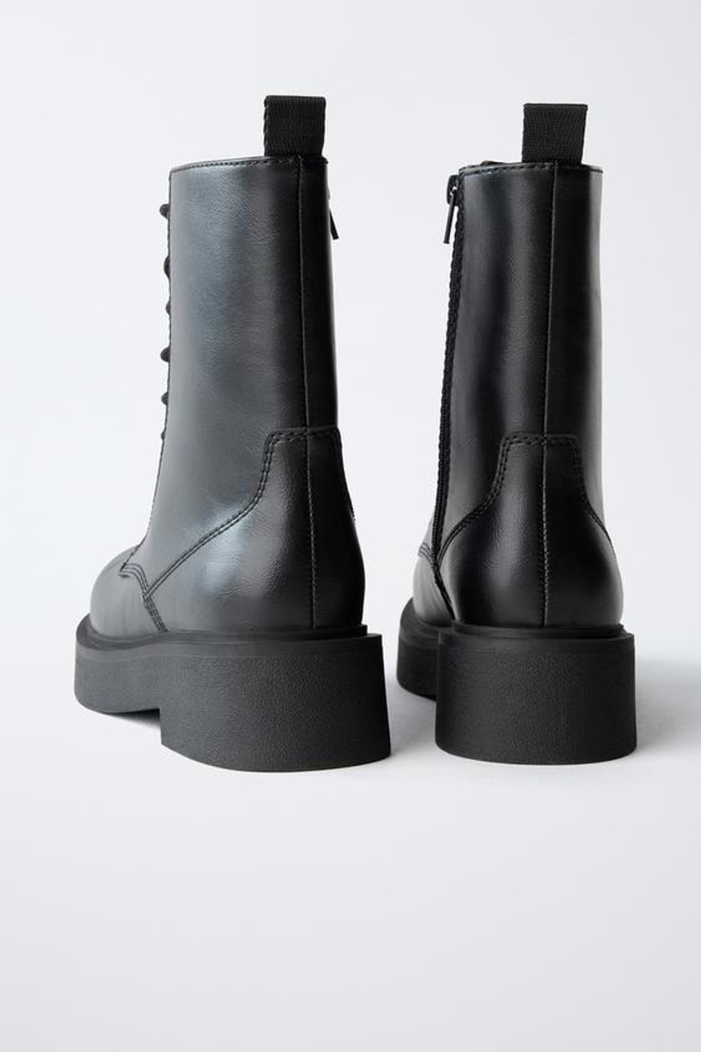 ZARA БОТИНКИ СО ШНУРОВКОЙ, ЧЕРНЫЙ
