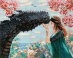 Алмазная (кристальная) мозаика Фрея, на подрамнике Девушка с драконом, 50х40 см