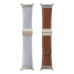 Ремешок из натуральной кожи серого цвета от Dux Ducis для смарт часов Samsung Watch Ultra 47MM, серия YA Series