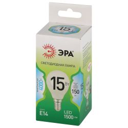 Лампа светодиодная ЭРА GREEN LINE LED P45-15W-840-E14 GL 15Вт шар яркий белый свет E14 | Лампы cветодиодные Шар (G/P)
