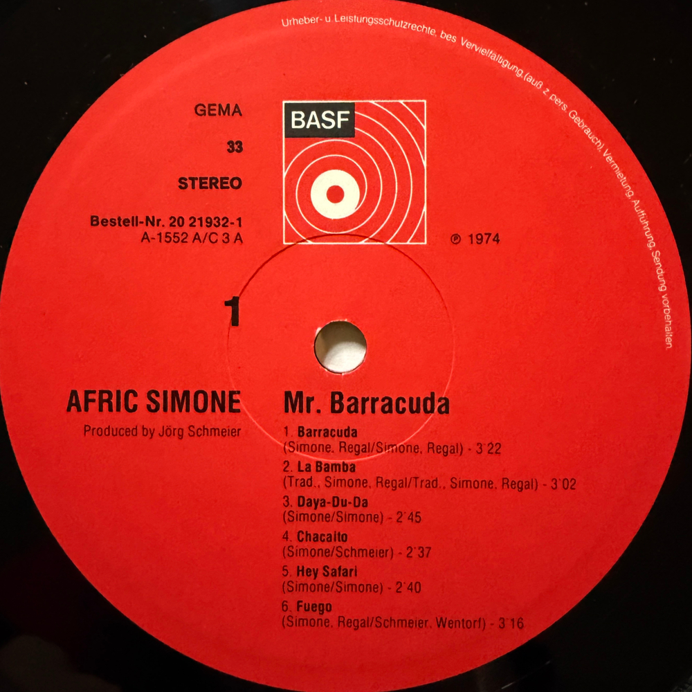 Afric Simone ‎– Mr. Barracuda (Германия 1974г.)