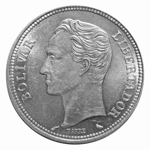 2 боливара 1965 г. Венесуэла XF-AU Серебро