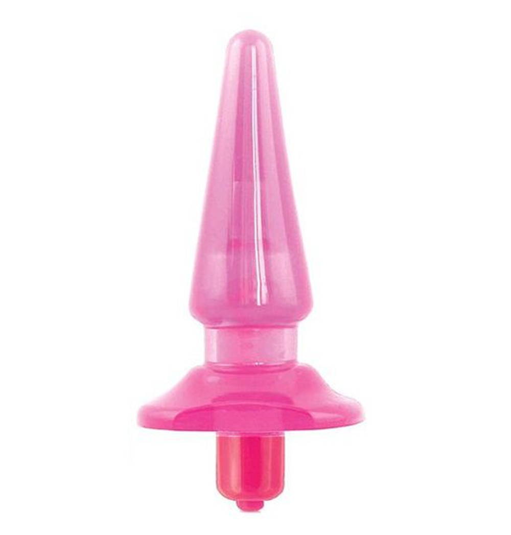 Розовая анальная пробка с вибрацией B YOURS BASIC VIBRA PLUG - 11,4 см. (Цвет: розовый)