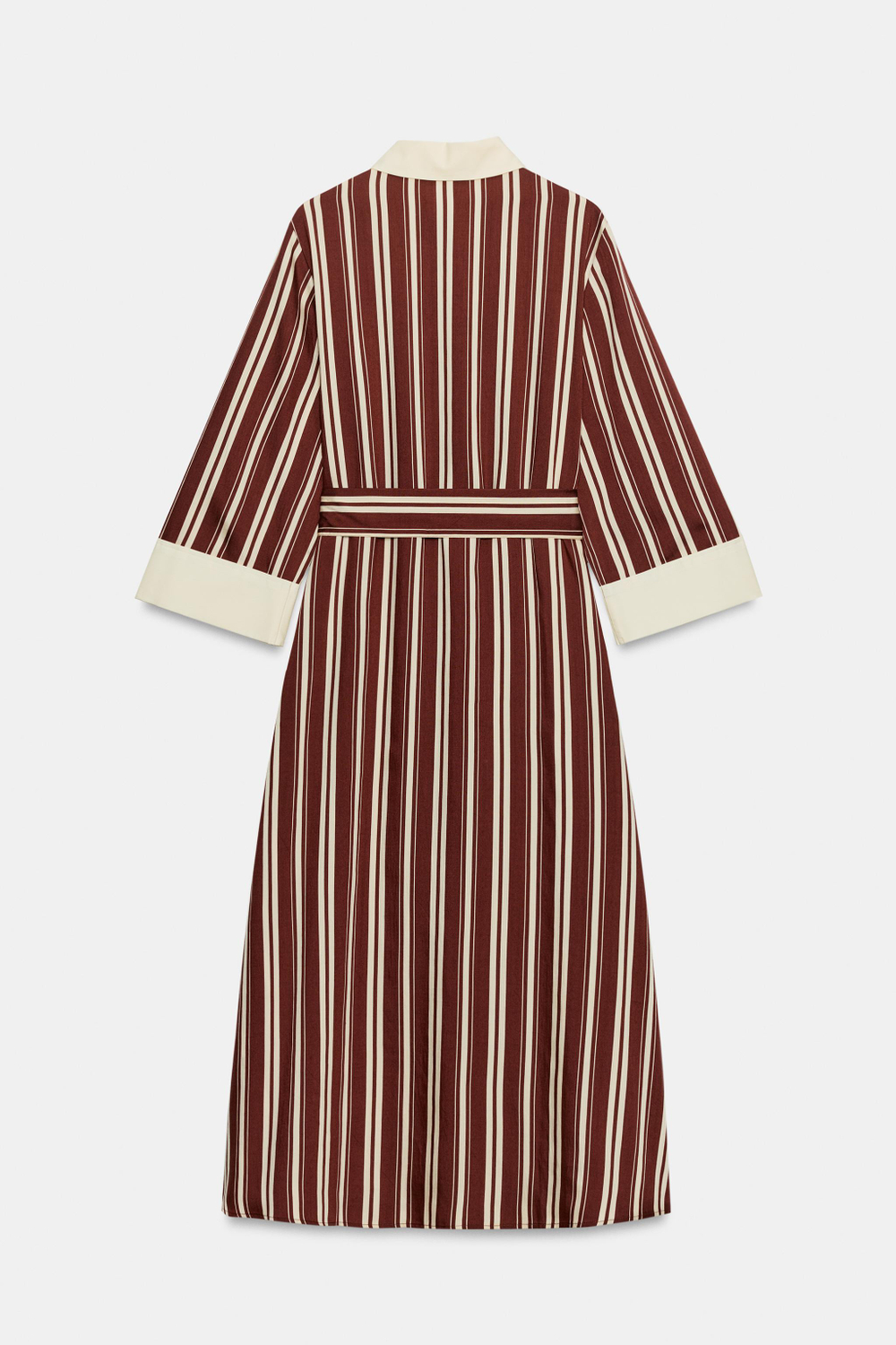ZARA ПЛАТЬЕ-РУБАШКА МИДИ В ПОЛОСКУ С РЕМНЕМ, ПОЛОСКИ