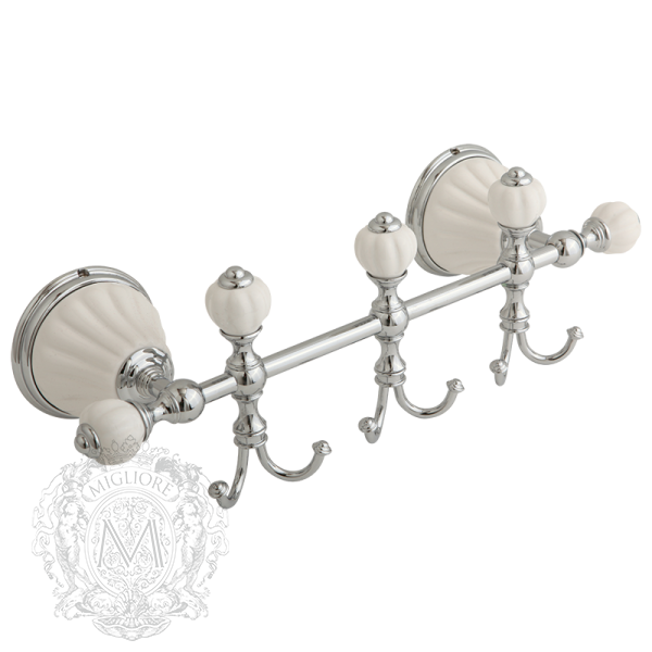 Планка Migliore Olivia ML.OLV-60.639.BI.CR 30см.  с тремя крючками  хром