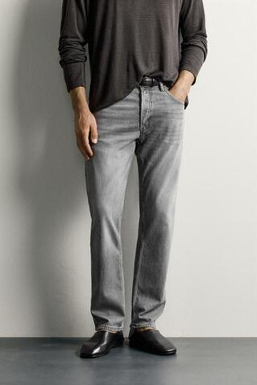 ZARA ДЖИНСЫ REGULAR FIT, СЕРЫЙ