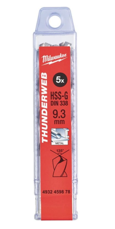 Сверло по металлу Milwaukee Thunderweb HSS-G 9.3 x 125 мм (5шт)