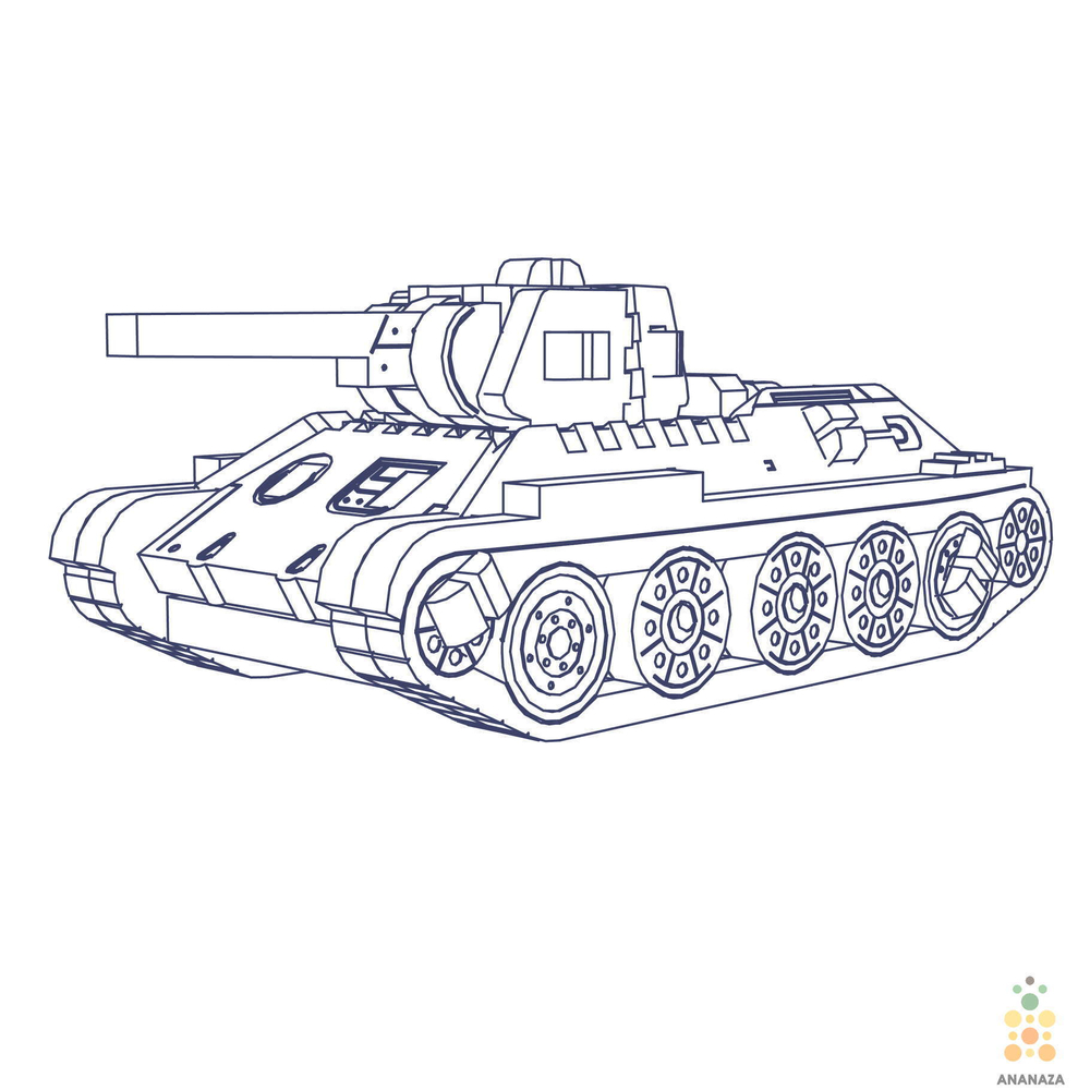 Танк Т-34 UNIT (UNIWOOD) - Деревянный конструктор, 3D пазл, сборная модель
