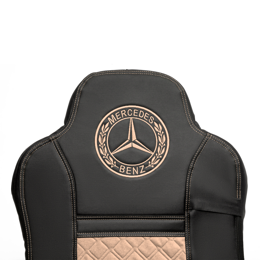 Чехлы Mercedes AXOR после 2014 года Высокие сиденья (экокожа, черный, бежевая вставка)