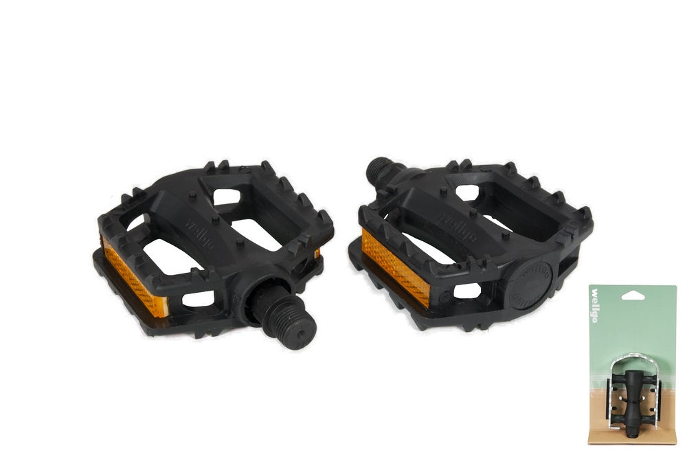 Педали Wellgo PLATFORM пластиковые, 96x82x30мм, резьба 9/16", подшипники, черные