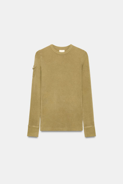 ZARA ФУТБОЛКА С КАРМАНОМ, ЦВЕТ ОЛИВКОВОГО МАСЛА