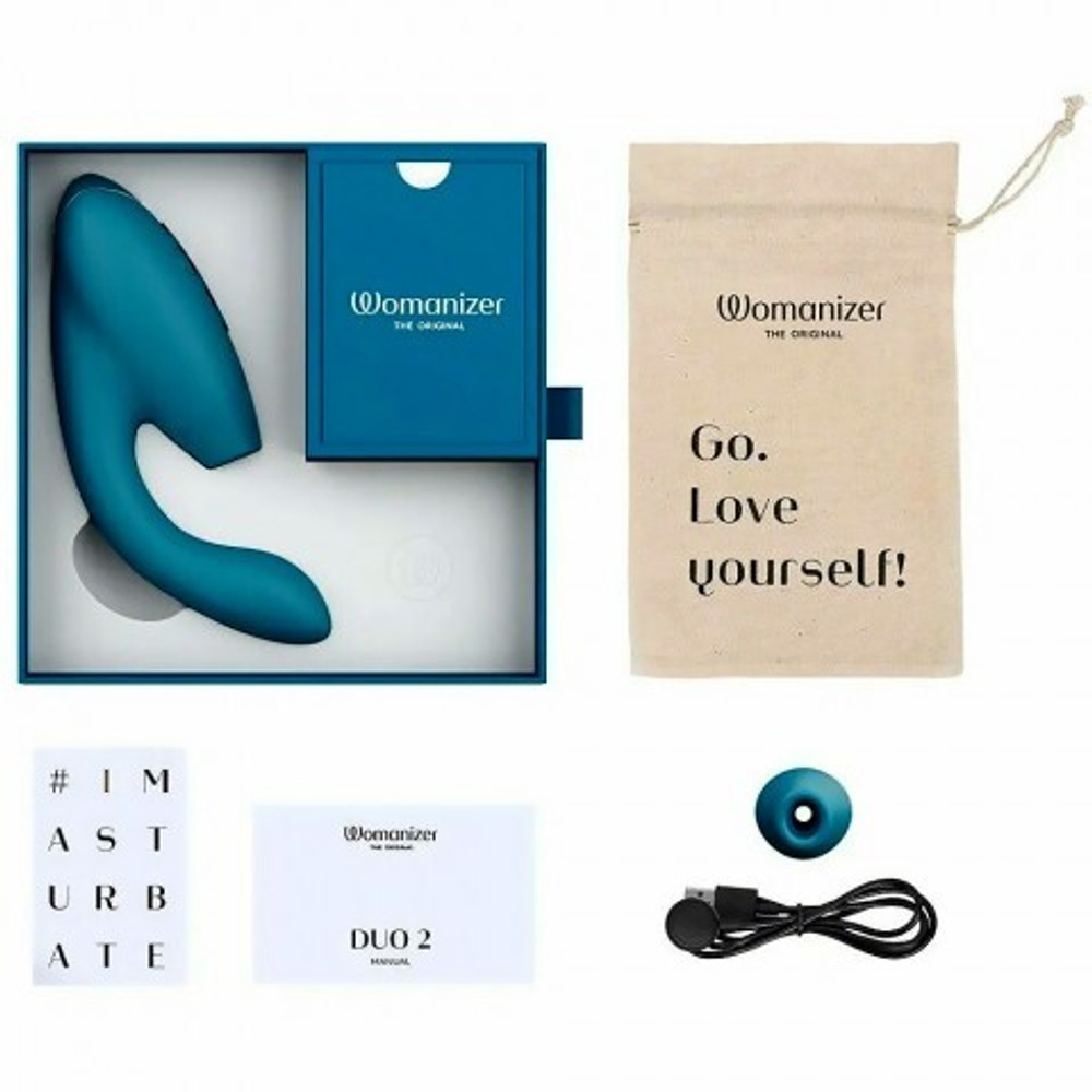Cтимулятор клитора и точки G Womanizer DUO 2, бирюзовый