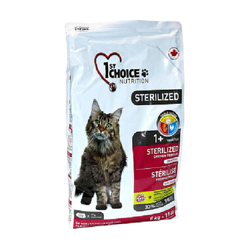 1st Choice Sterilized сухой корм для стерилизованных кошек с курицей и бататом 5кг