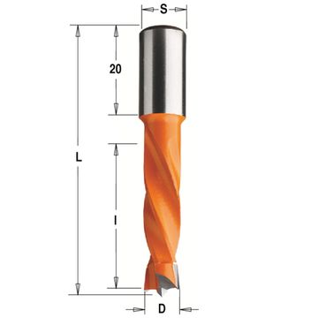 Сверло HW (8x30x57.5 мм; Z 2+2; S 10x20 мм; LH) для присадочного станка CMT 308.080.12