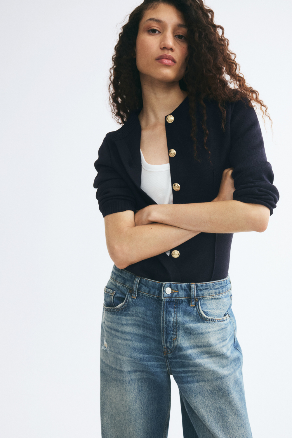 Приталенный тонкий трикотажный кардиган - H&M