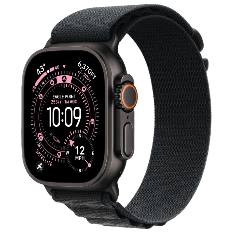 Умные часы Apple Watch Ultra 3, 49 мм, Black Titanium, ремешок Black Alpine Loop L