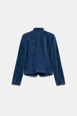 ZARA ДВУБОРТНАЯ КУРТКА ИЗ 100% ЗАМШИ, ИНДИГО