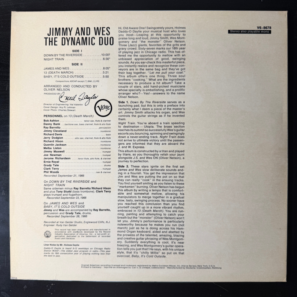 Jimmy Smith & Wes Montgomery ‎– Jimmy & Wes - The Dynamic Duo (Германия 1967г.)