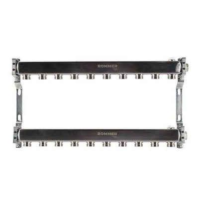 Коллекторная группа для радиаторного отопления ROMMER RMS4401 - 1" на 10 контуров 3/4"EK