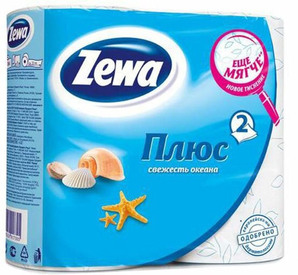 Туалетная бумага Зева Плюс 2сл 4шт Океан