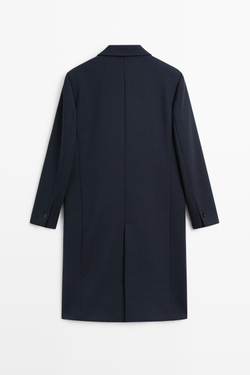 Massimo Dutti Шерстяное пальто, темно-синий