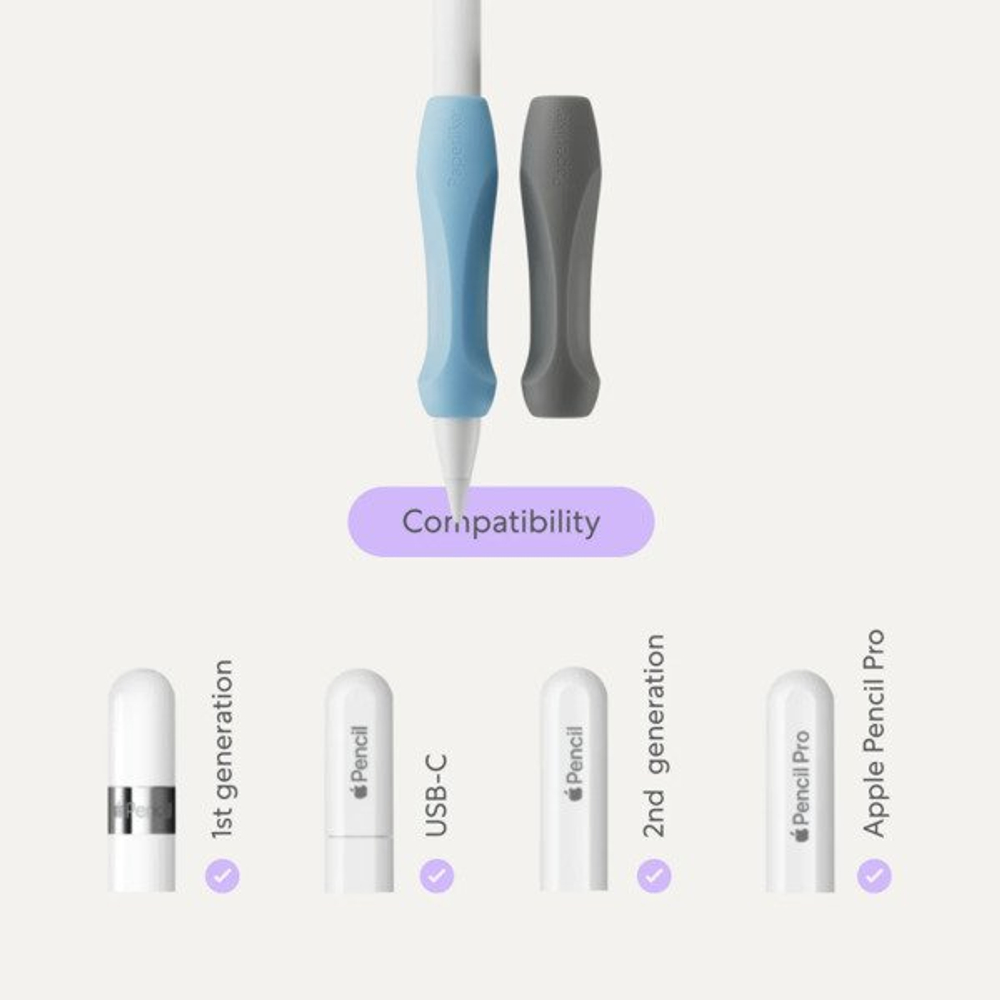 Силиконовая накладка Paperlike Pencil Grips V2 для Apple Pencil 2 шт. Grey / Blue
