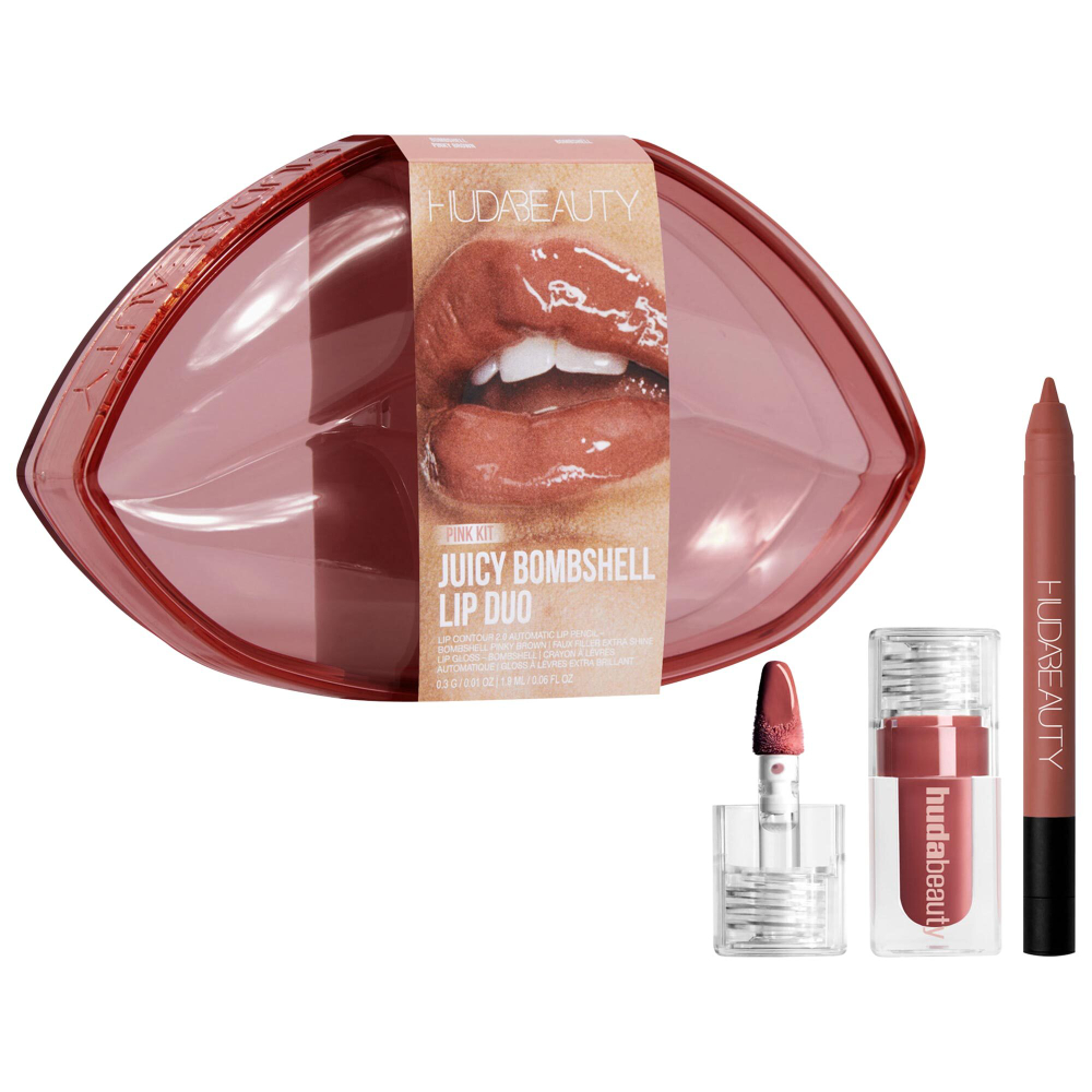 HUDA BEAUTY  Juicy Bombshell Lip Gloss + Liner Set - Bombshell