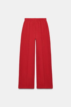 ZARA БРЮКИ ИЗ ИНТЕРЛОКА СО ШВАМИ, КРАСНЫЙ