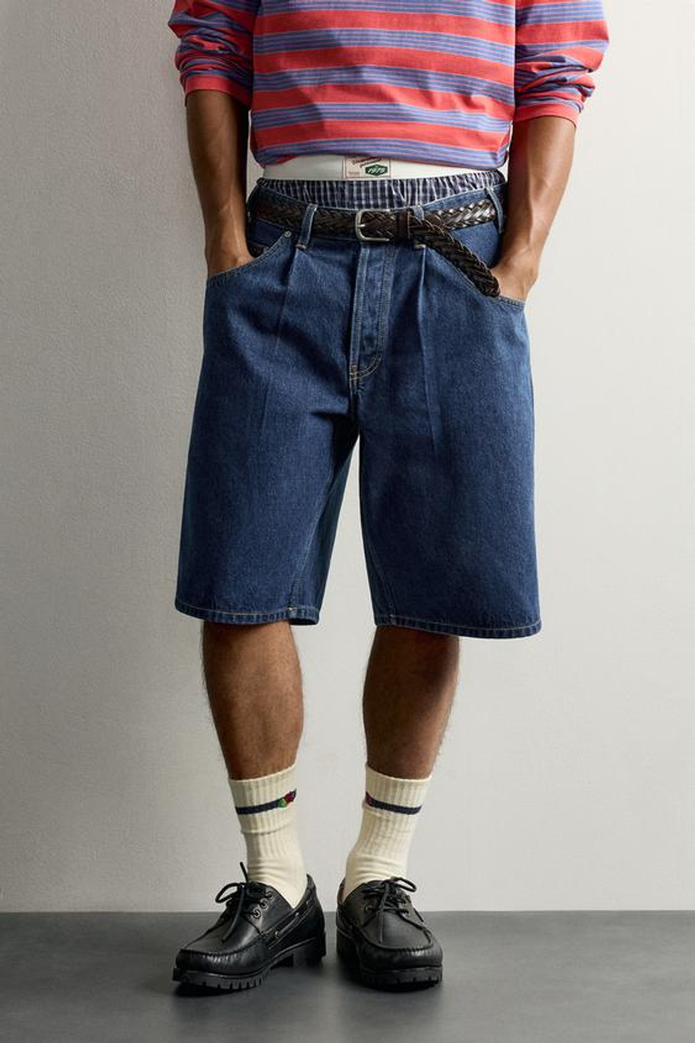 ZARA - FRUIT OF THE LOOM™ ДЖИНСОВЫЕ ШОРТЫ С НАШИВКОЙ, ИНДИГО