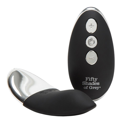 Чёрный вибромассажёр в трусики 8,9см с пультом ДУ Fifty Shades of Grey Relentless Vibrations Remote Panty Vibrator