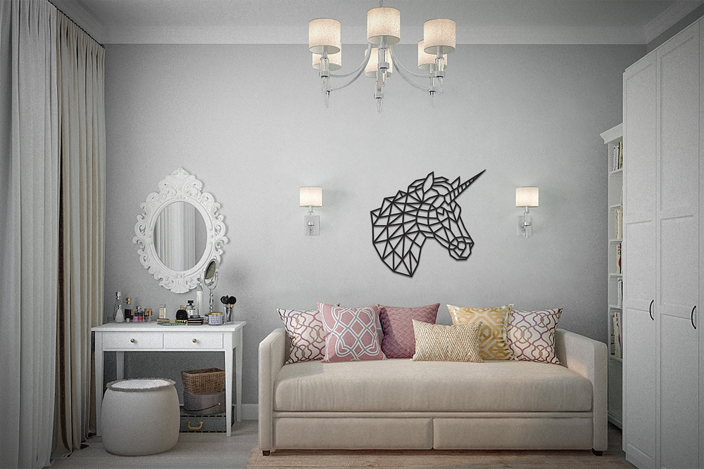 Деревянный декор настенный, панно, сборная модель EWA Design Единорог