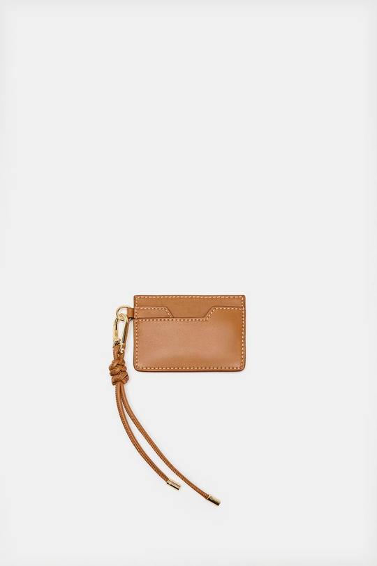 ZARA КОЖАНЫЙ КОШЕЛЕК-КАРТХОЛДЕР, КОРИЧНЕВЫЙ