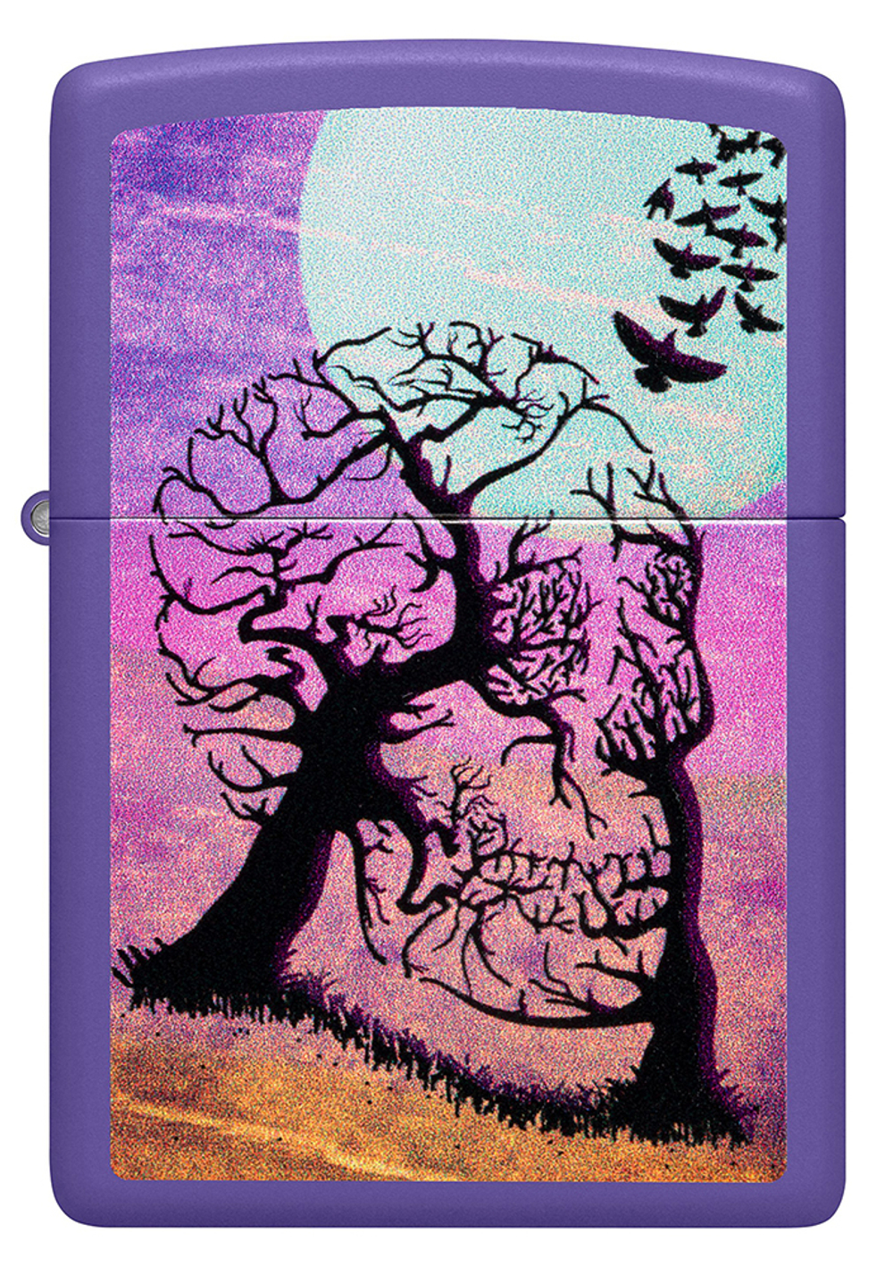 Зажигалка Zippo Skull Tree с покрытием Purple Matte, латунь/сталь, черная 38x13x57 мм