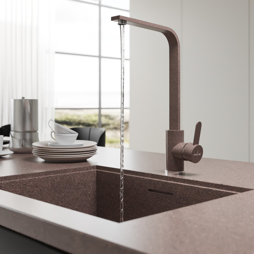 Смеситель для кухни 35к MIXLINE МЛ-ГС14 (ML-GS14) (307) терракотовый высок. излив