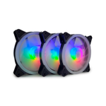 Комплект из 3 вентиляторов ТЕСЛА (TESLA) RGB120-DB3, 120мм, 3-pin+Molex, черный-белый/FRGB, 1200rpm, 38CFM, 21дБ, антивибропрокладки (TSL-120-DB3)